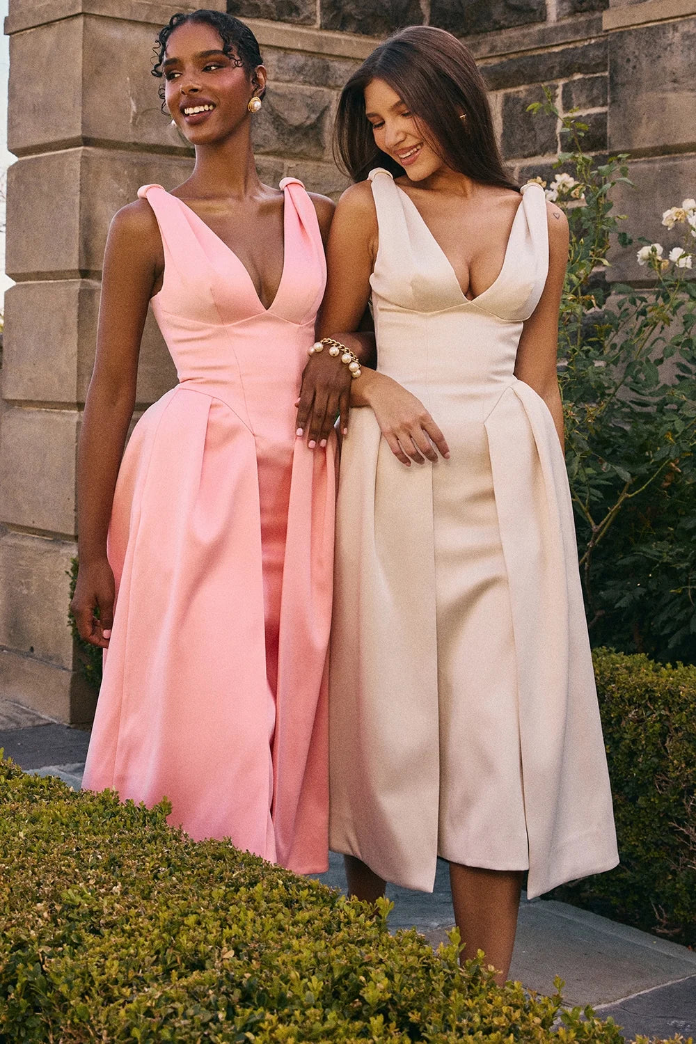 vintage cream satin pleated midi dress sale