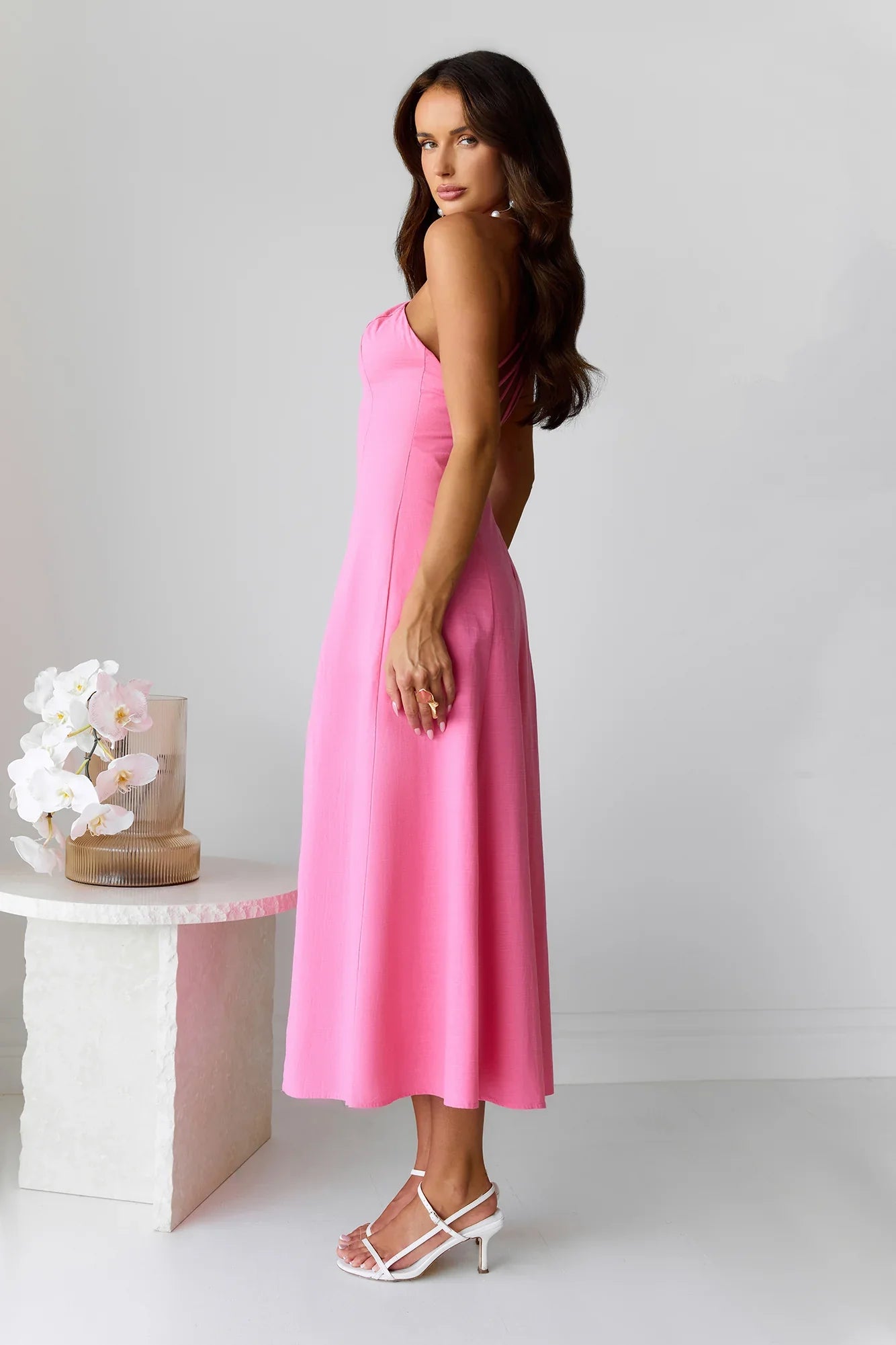 Shes Captivating Midi Dress Pink