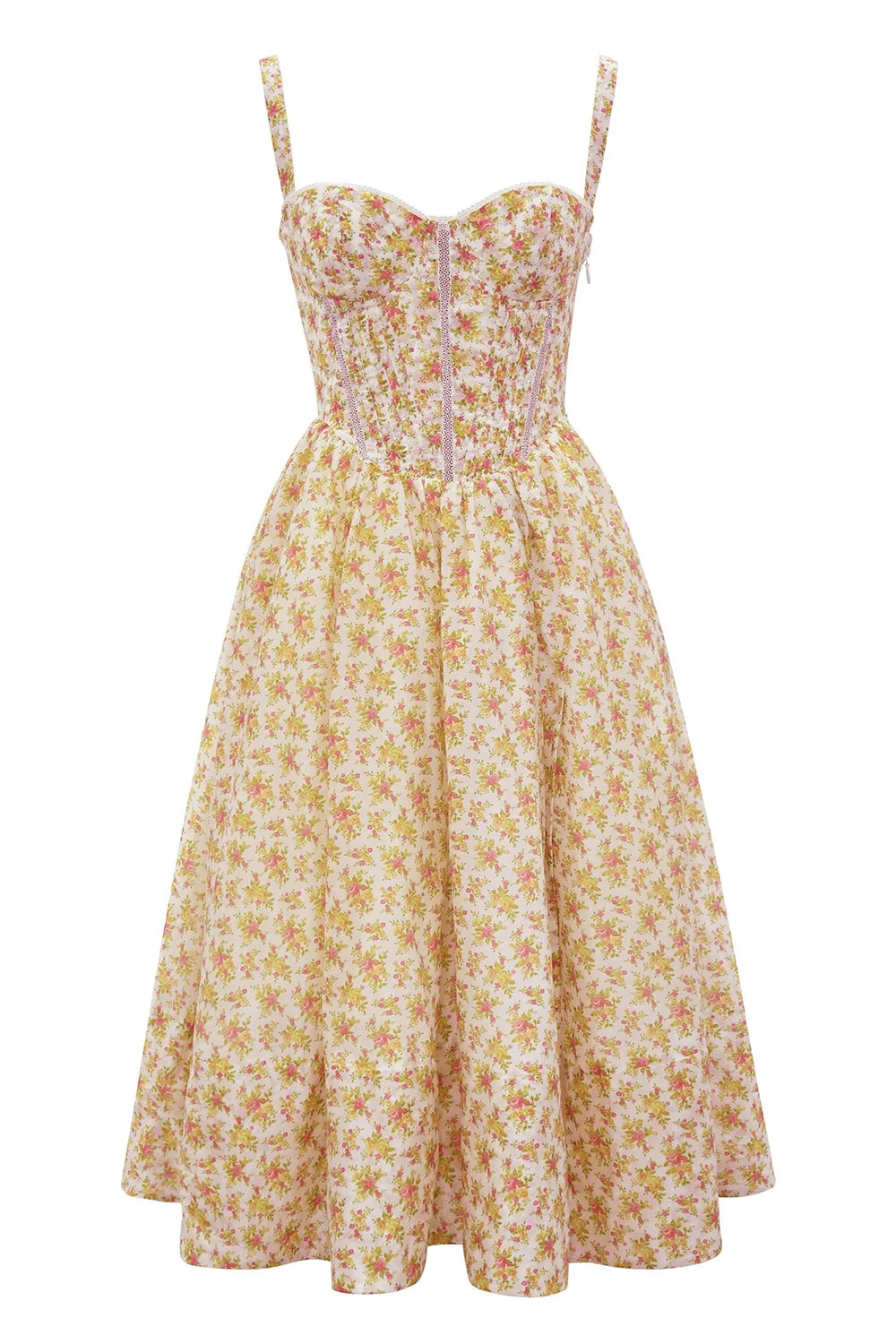 royal rose print corset midi sundress