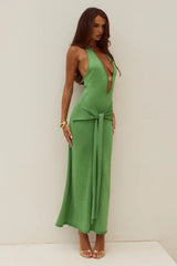 AYELLA DEEP V KNIT MAXI DRESS APPLE
