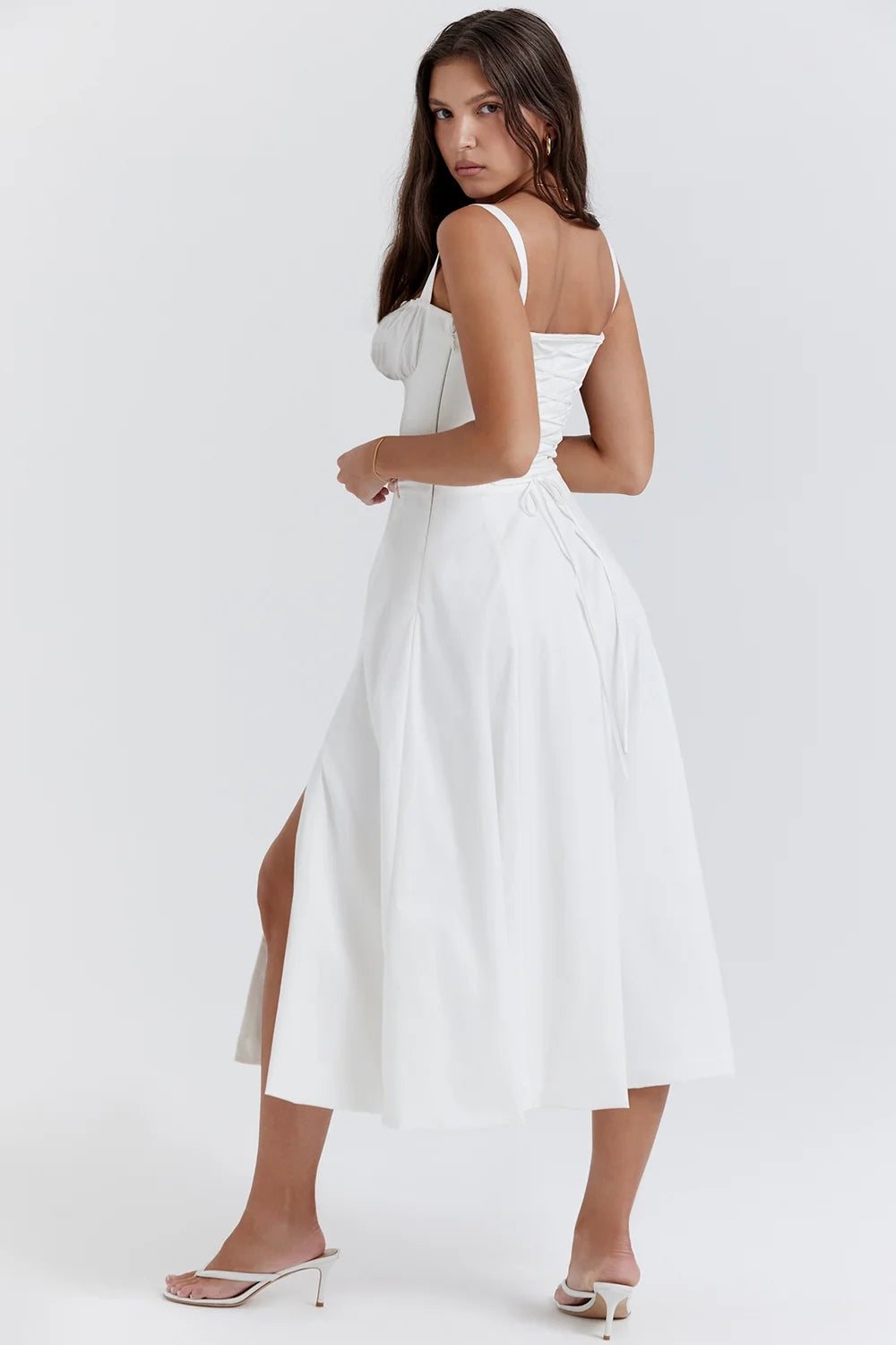 white bustier sundress