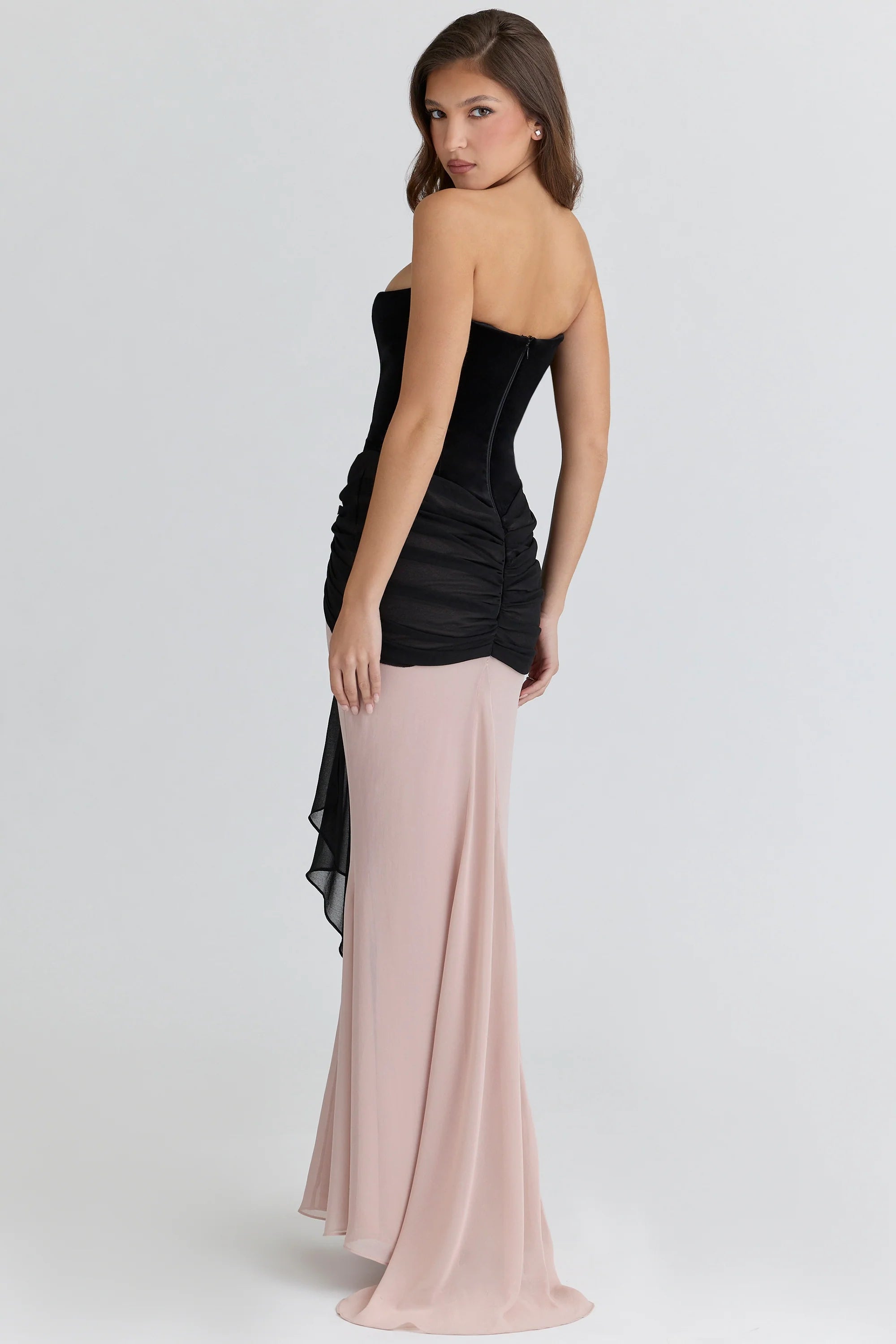 black blush chiffon maxi dress limited edition