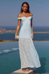SHAYLA OFF SHOULDER MAXI DRESS BLUEBELL