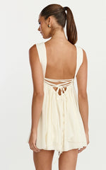 Juliette Mini Dress Ruffle Fit And Flare Dress in Cream