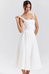 white cotton midi sundress