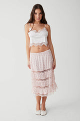 Solstice Floral Midi Skirt Baby Bouquet Pink