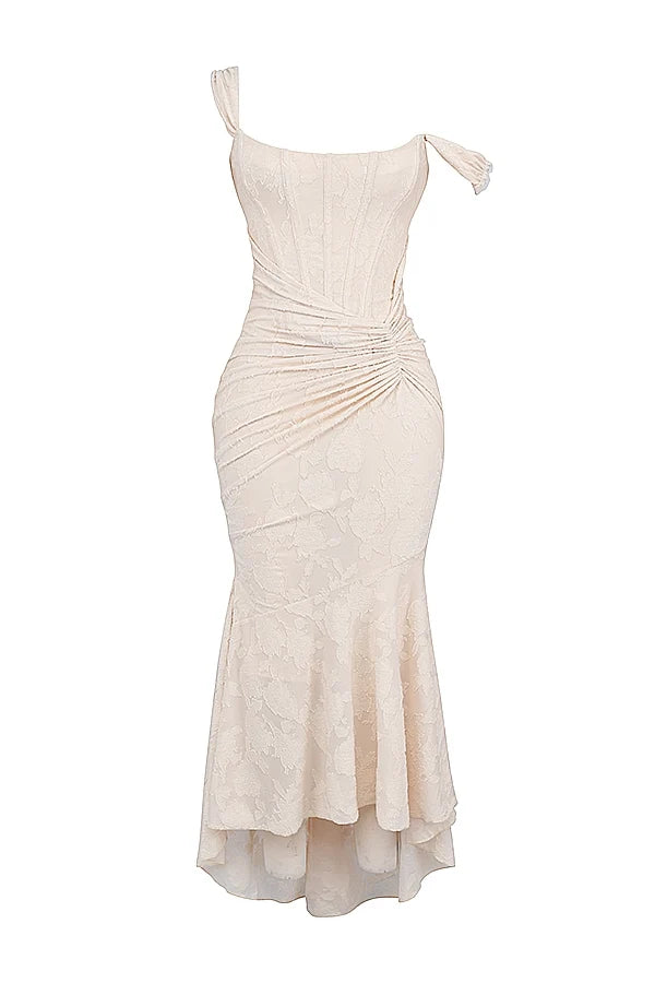 vintage cream floral maxi dress