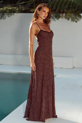 ELLERBY FRILL TRIM MAXI DRESS CHOCOLATE