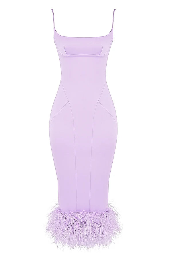 orchid satin midi dress