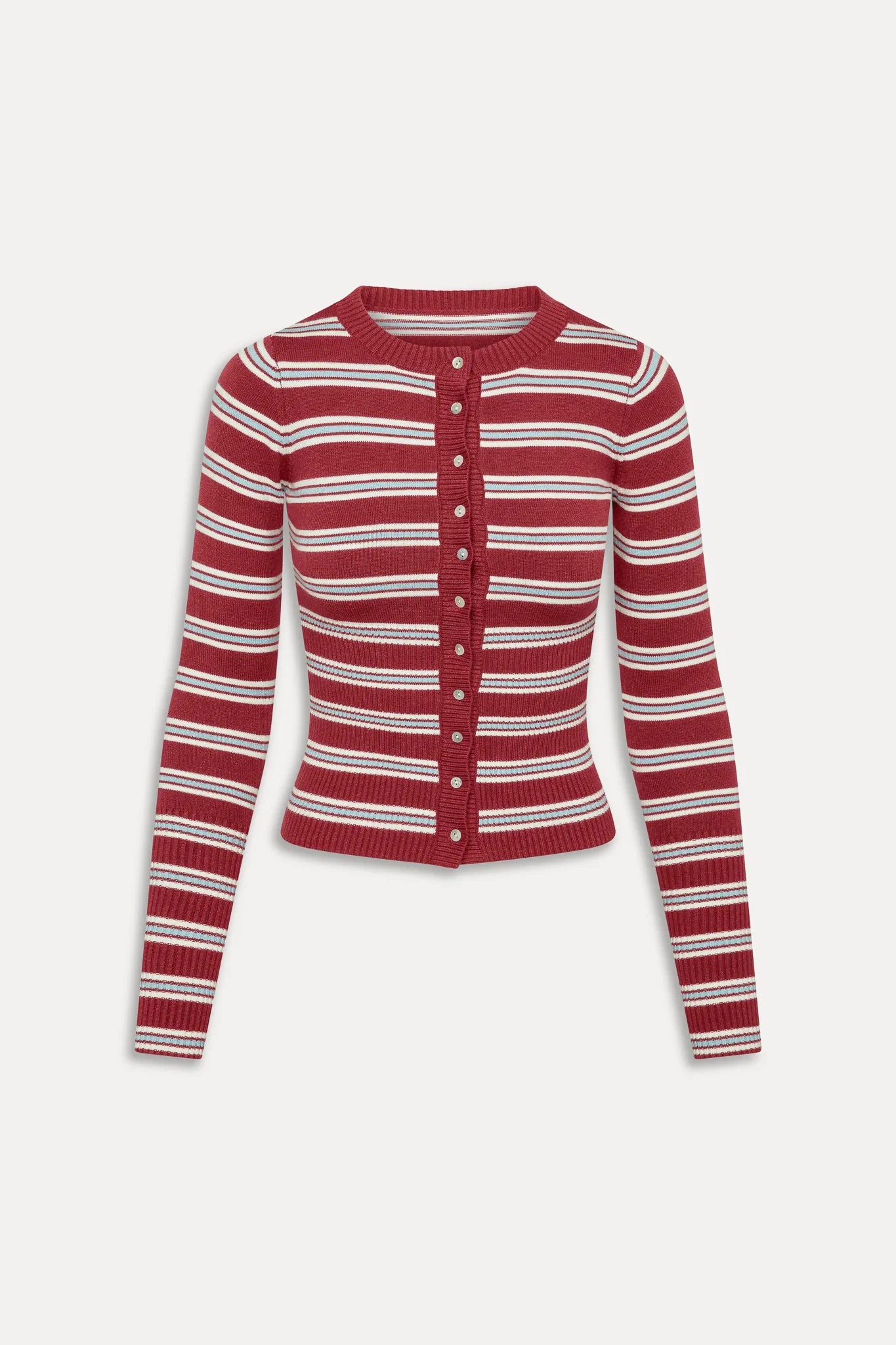 Lenon Button Up Knit Sweater Collegiate Stripe