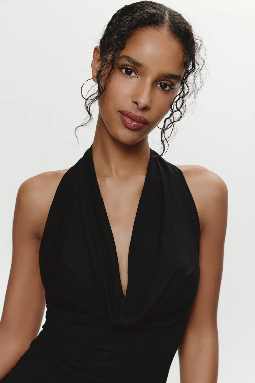 Bowery Cowl Neck Mini Dress Black