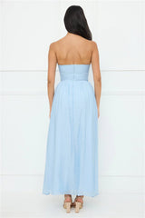 Luxurious Glow Strapless Maxi Dress Blue
