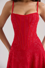 red lurex chiffon maxi dress