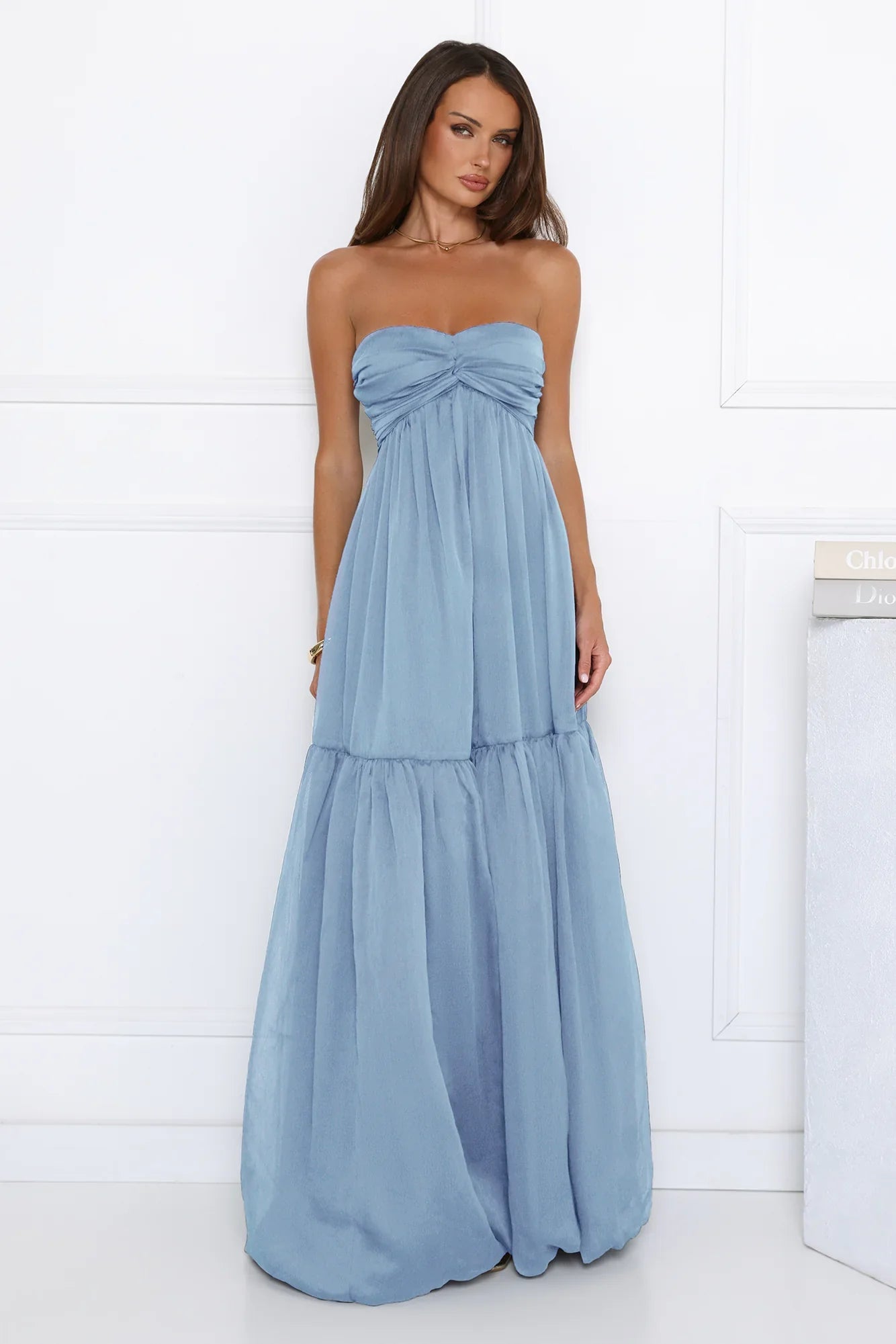 Unforgettable Style Strapless Maxi Dress Blue