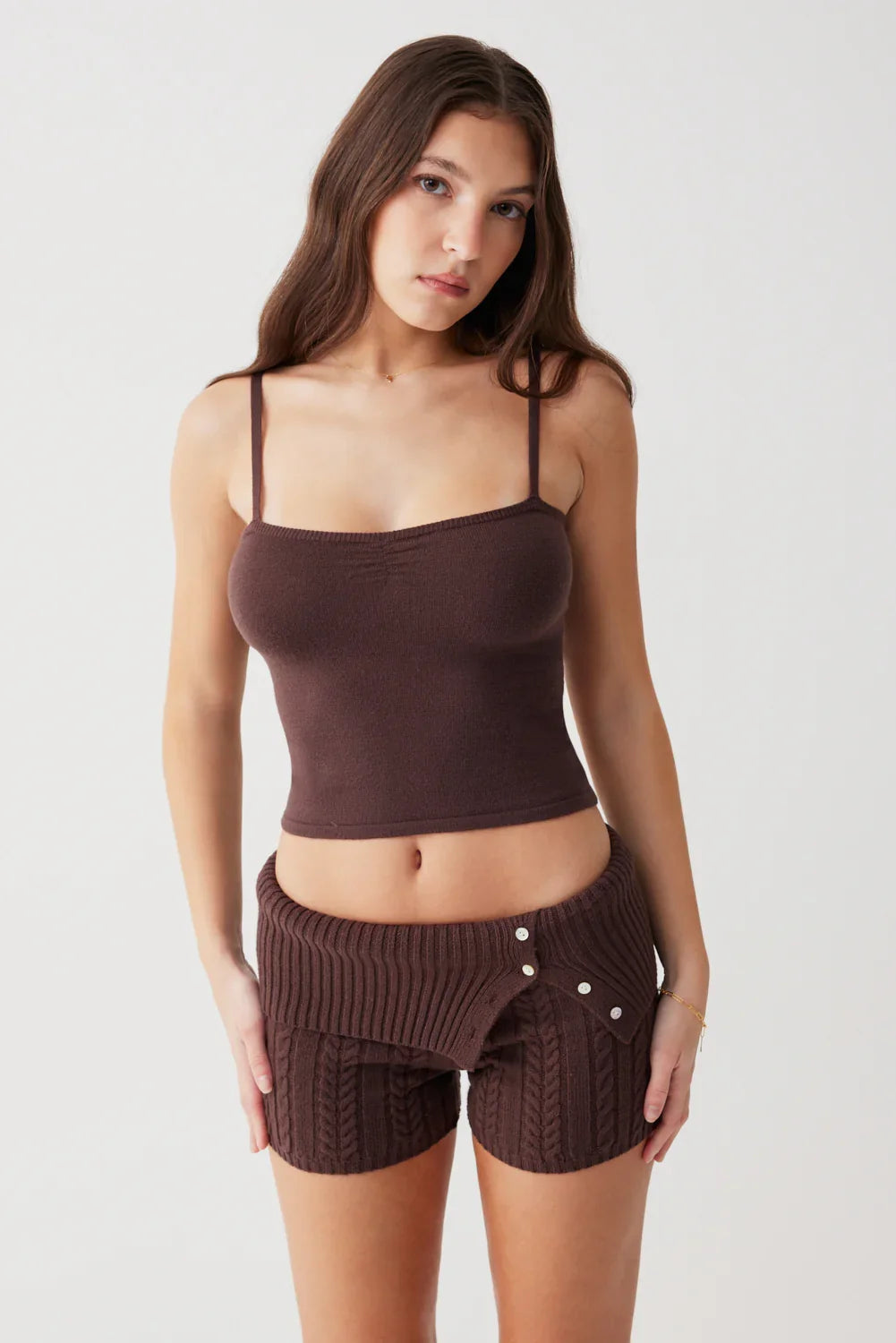 Nolan Cable Cloud Knit Mini Short Mocha