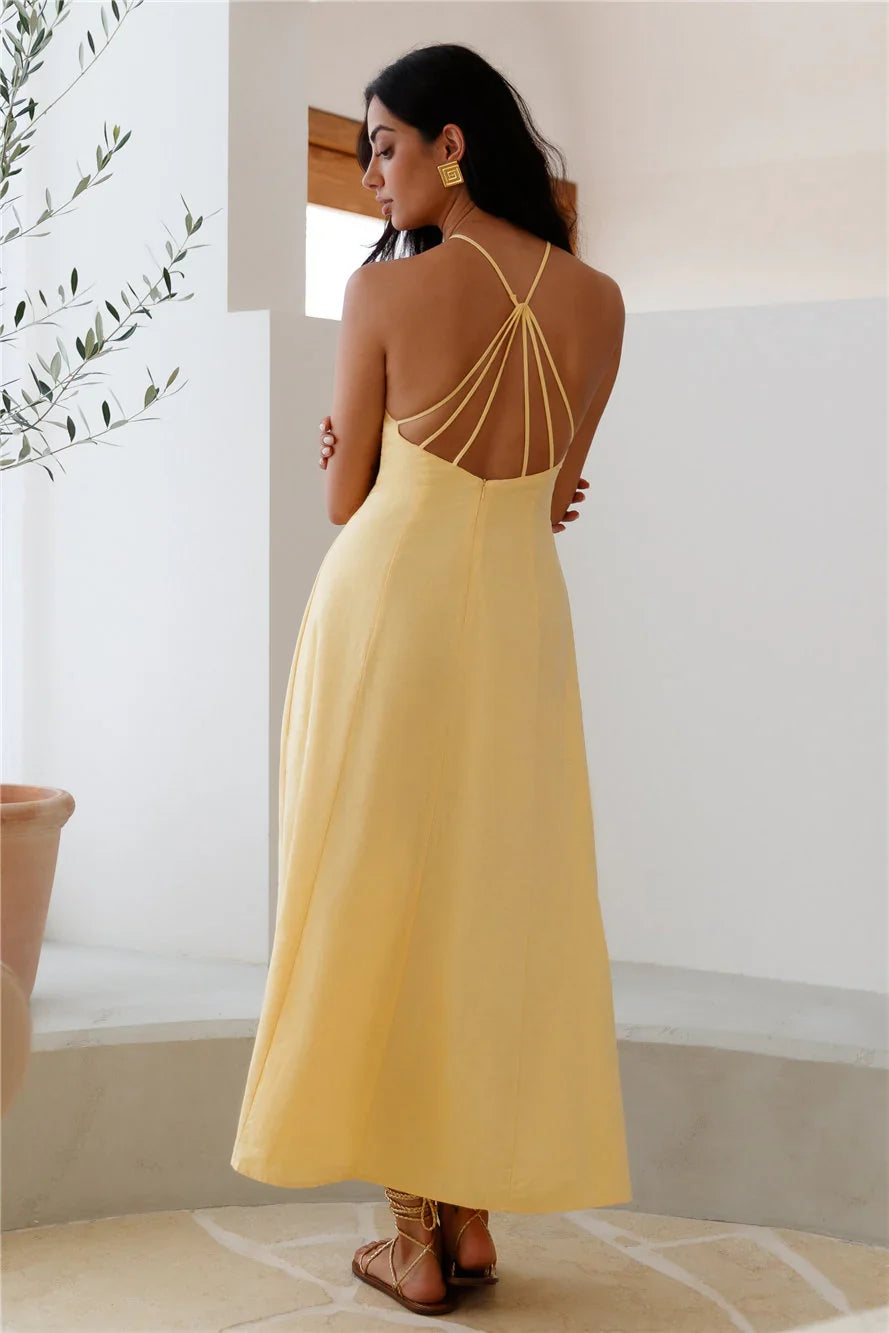 Shes Captivating Midi Dress Yellow