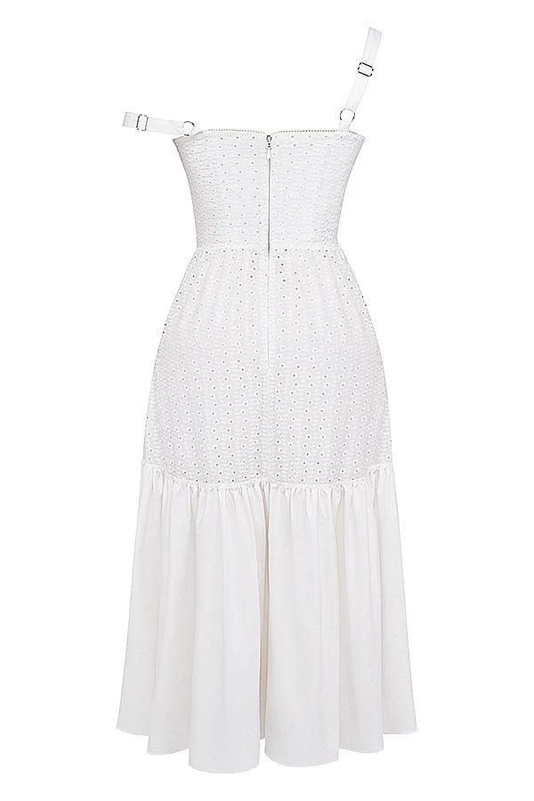 white broderie anglaise midi sundress