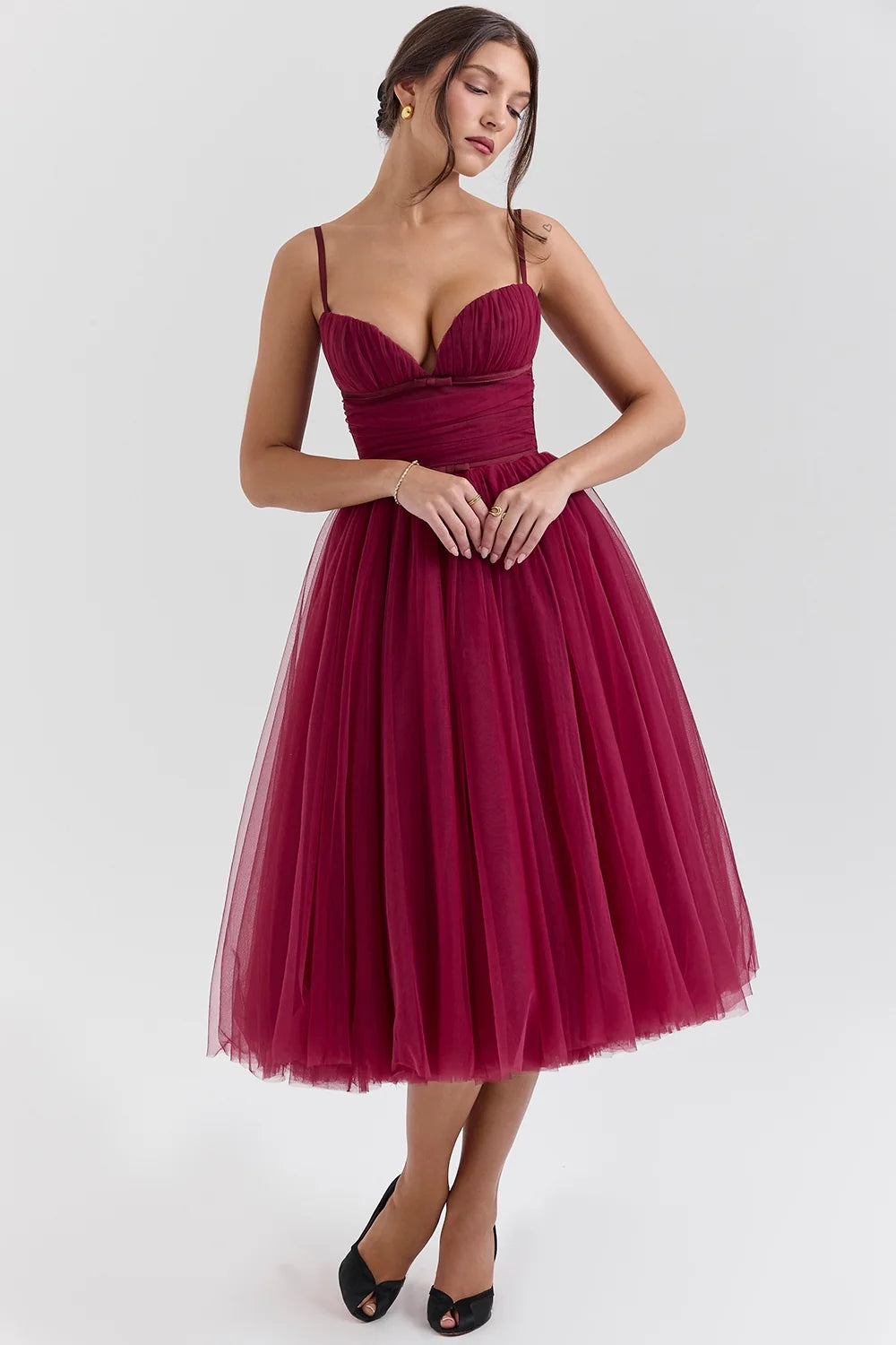 cabernet tulle midi dress sale