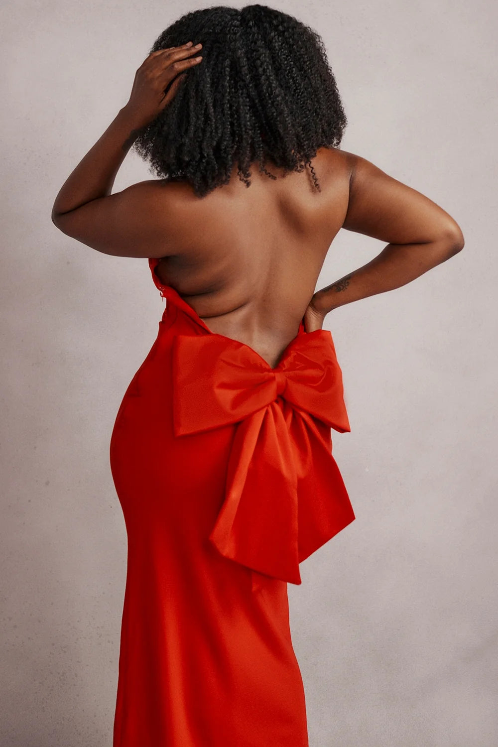 red bow halter dress