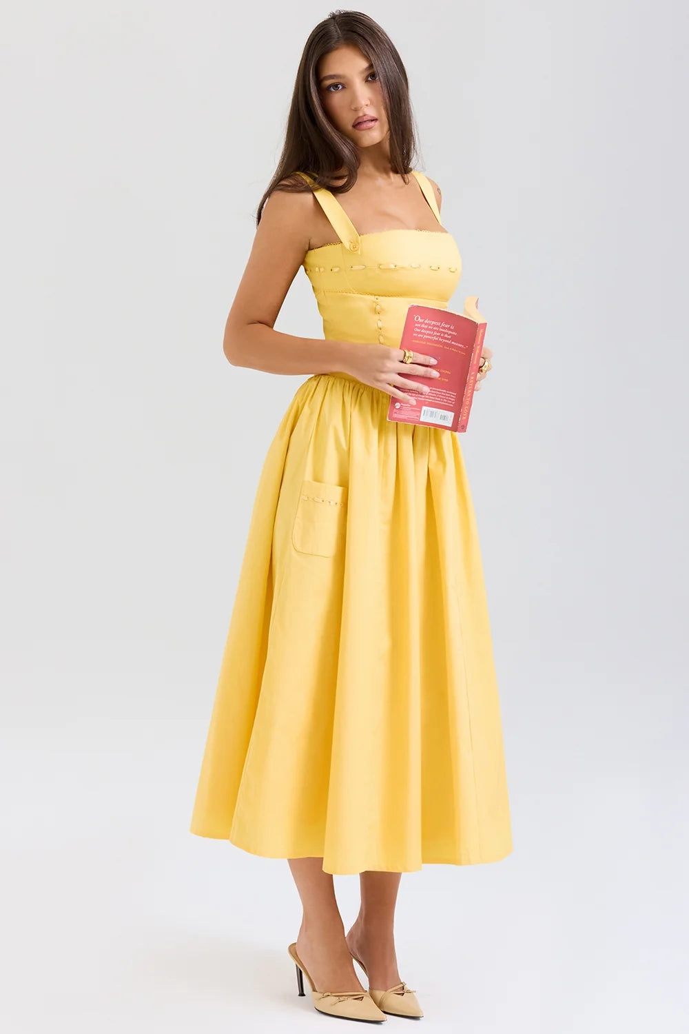apricot cotton midi sundress