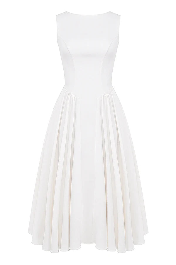 white twill midi sundress