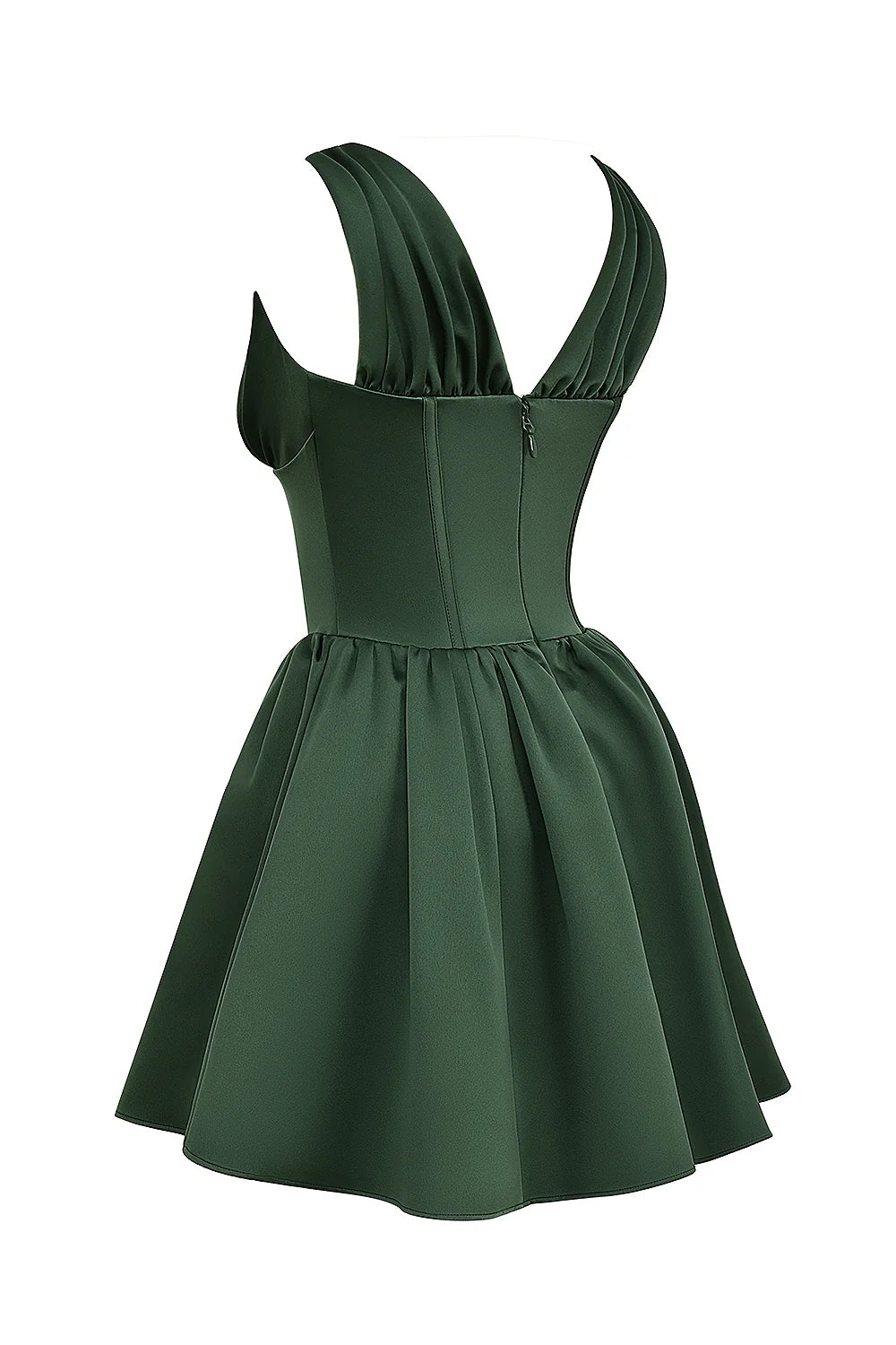 forest green satin mini dress