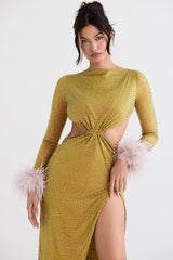 chartreuse crystallised maxi dress