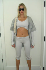 Warm Up Cutout High Waist Capri Pants Icy Gray