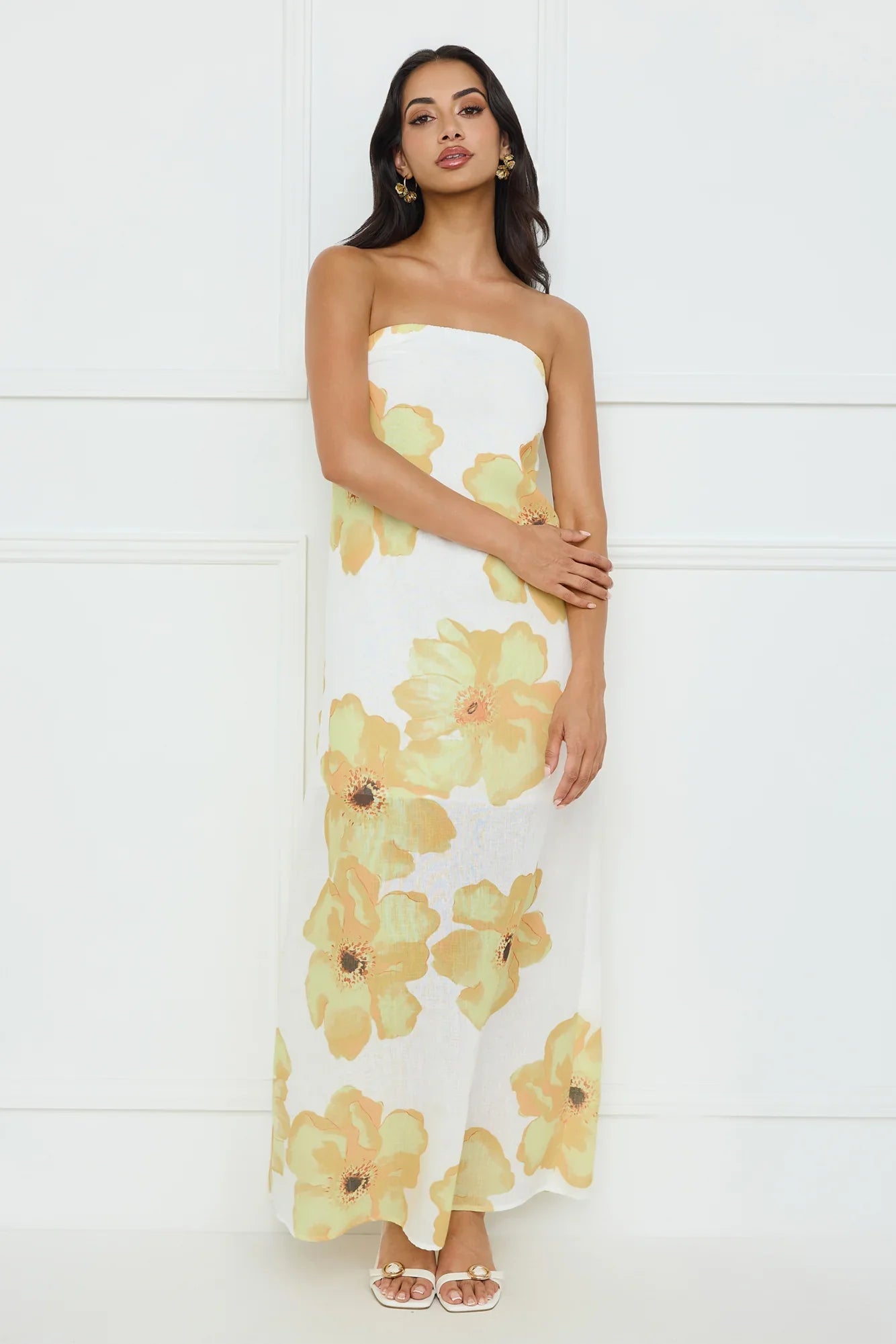 Sunlights Embrace Strapless Maxi Dress Yellow