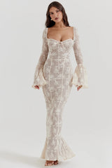 vintage cream lace maxi dress