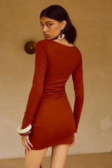 JUDAH SLEEVED MINI DRESS RED