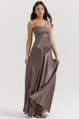 smoke lace up maxi dress