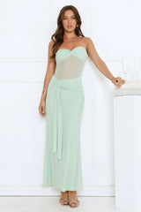 Cant Get Enough Strapless Maxi Dress Sage