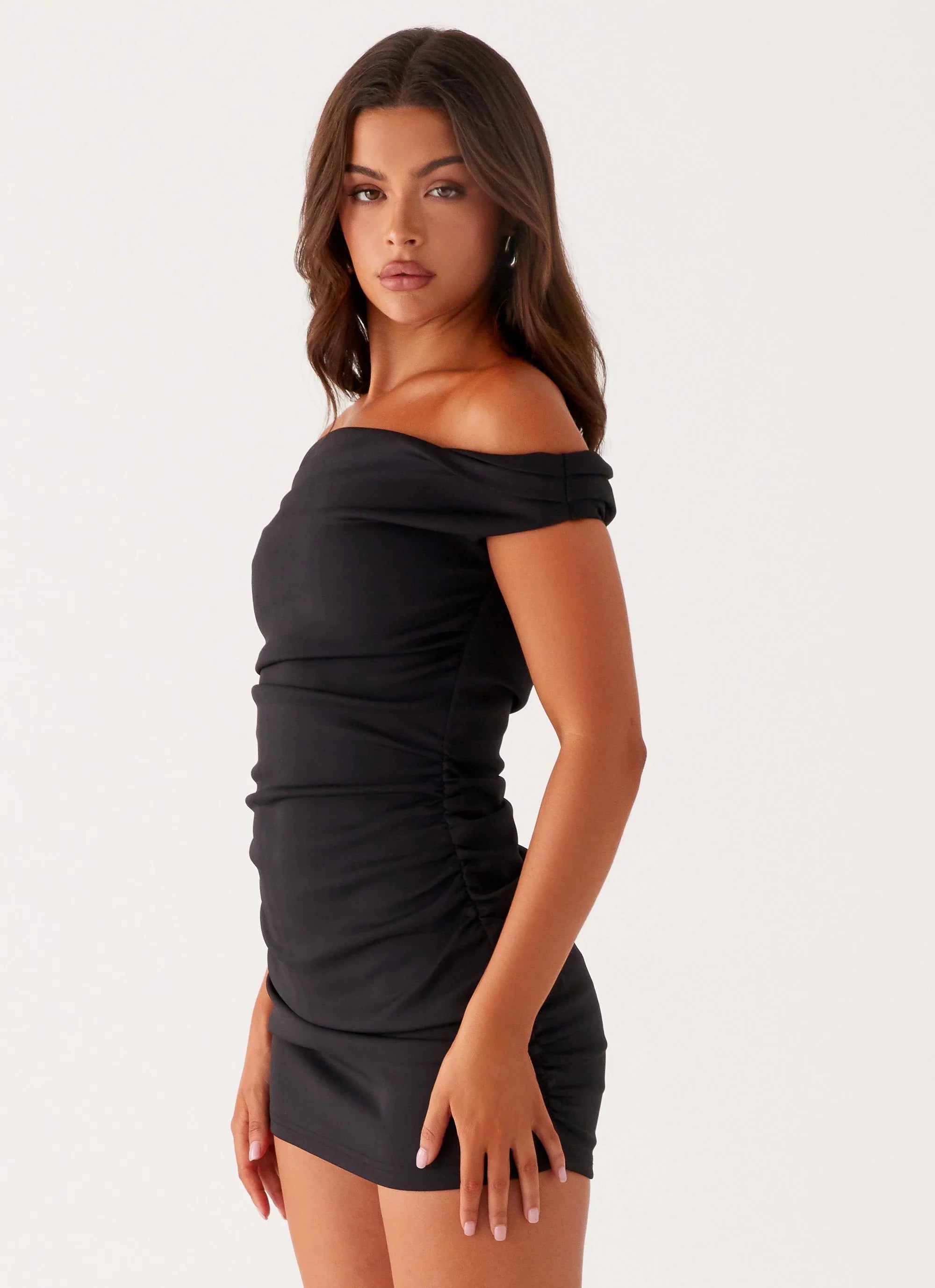 Morgan Off Shoulder Mini Dress Black