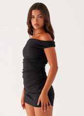 Morgan Off Shoulder Mini Dress Black