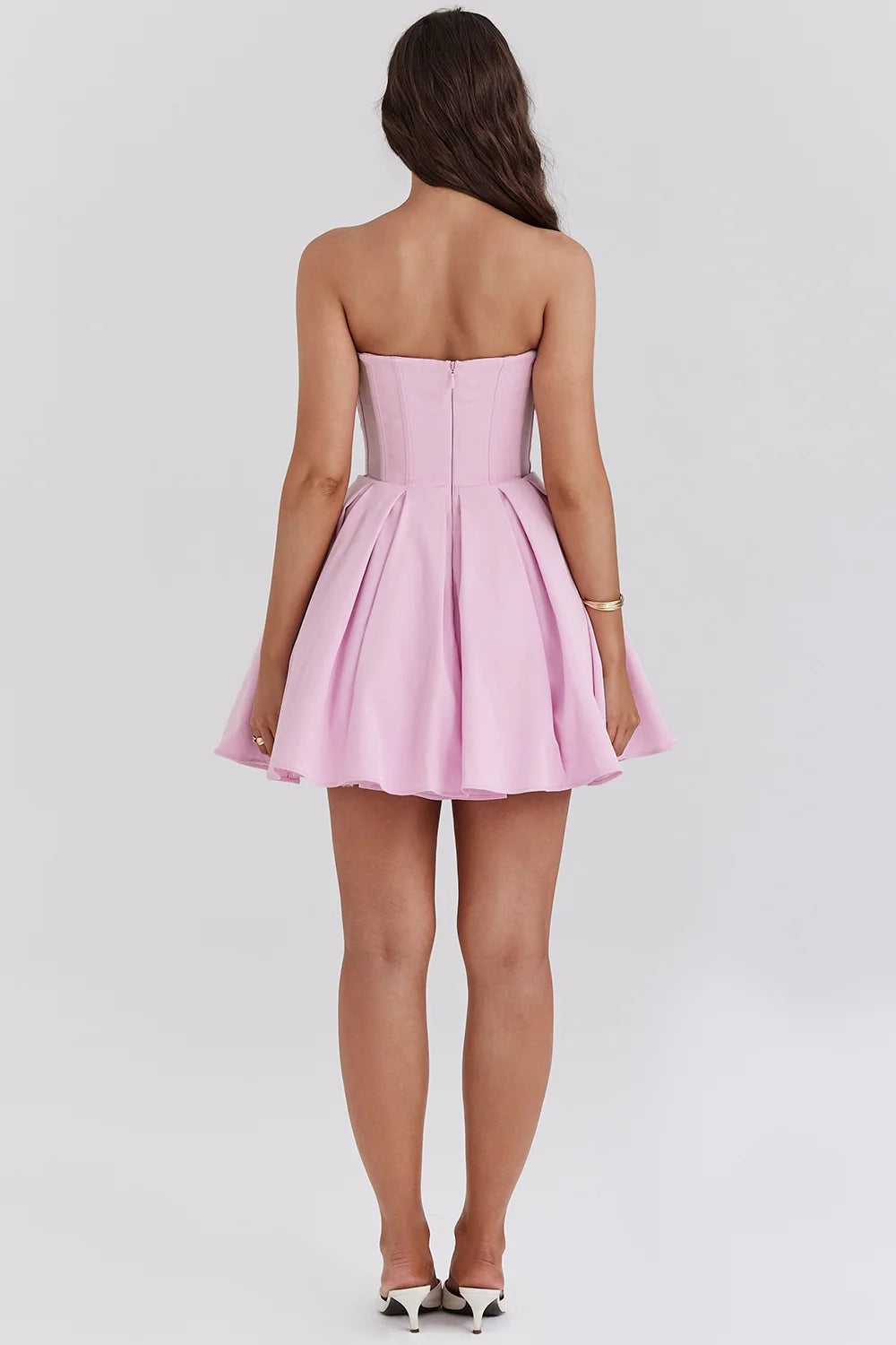 cotton candy twill strapless mini dress