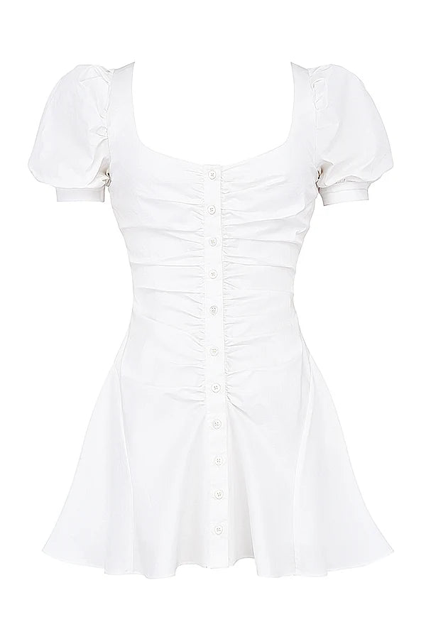 white puff sleeve mini dress