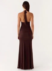 Miyah Halter Hardware Maxi Dress Chocolate