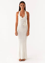 Novalee Flower Crochet Maxi Dress Ivory