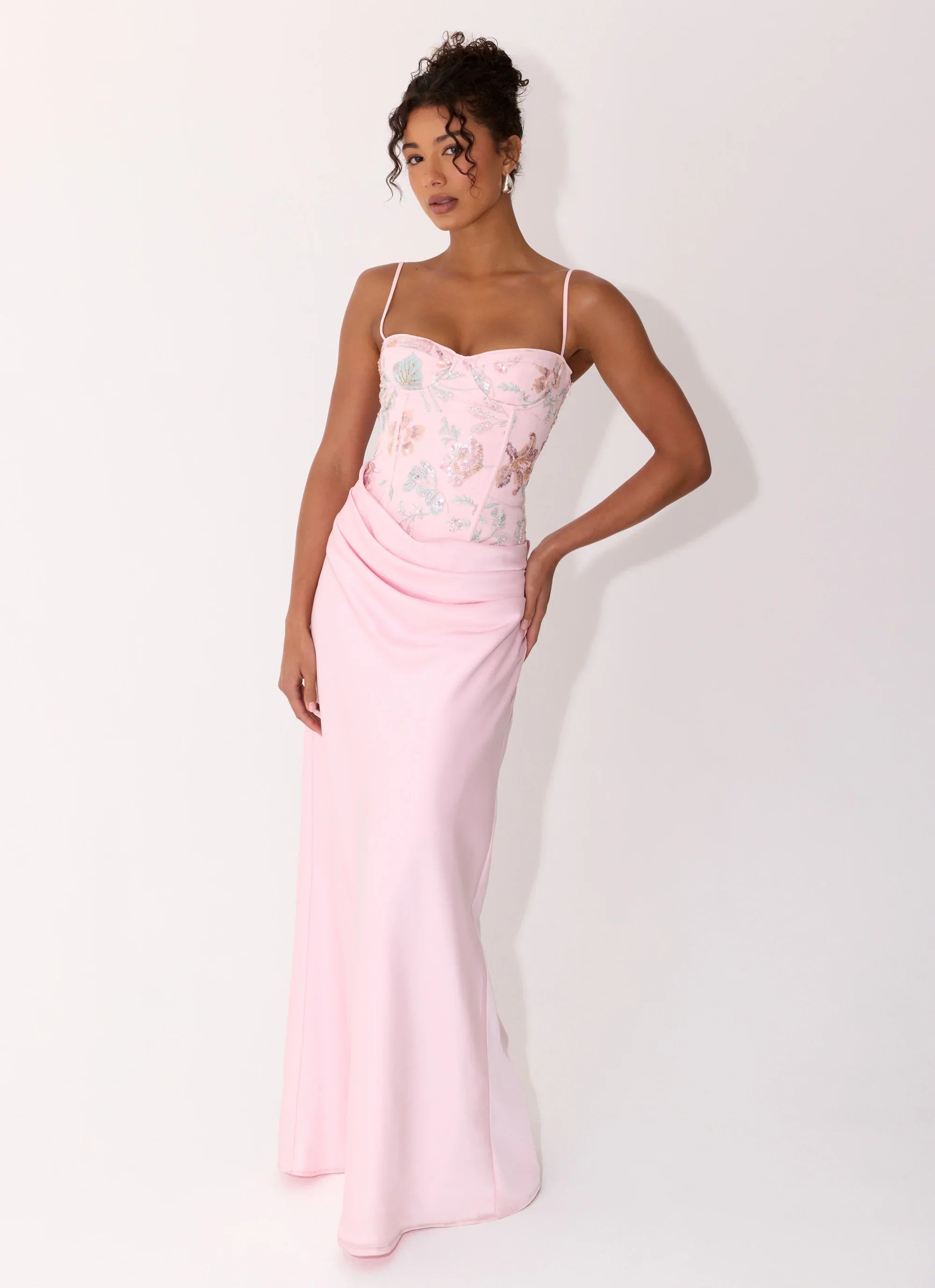 Euphoric Beaded Maxi Dress Pink Everbloom