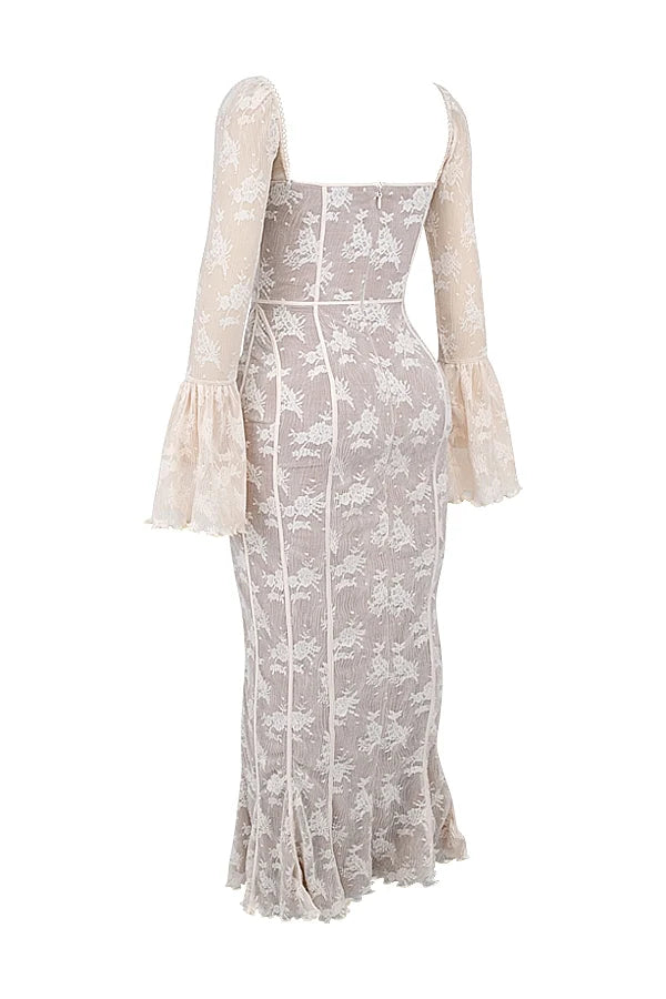 vintage cream lace maxi dress