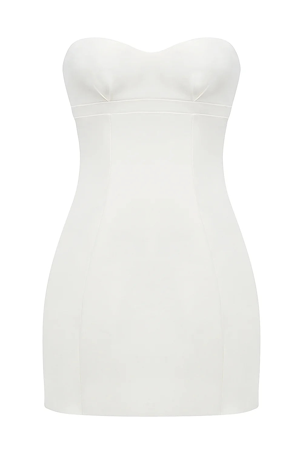 white strapless twill mini dress
