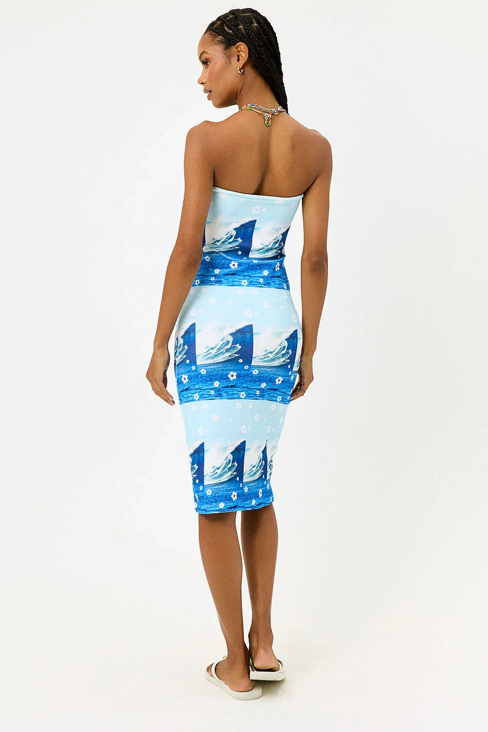 Hope Terry Strapless Dress Blue Tides