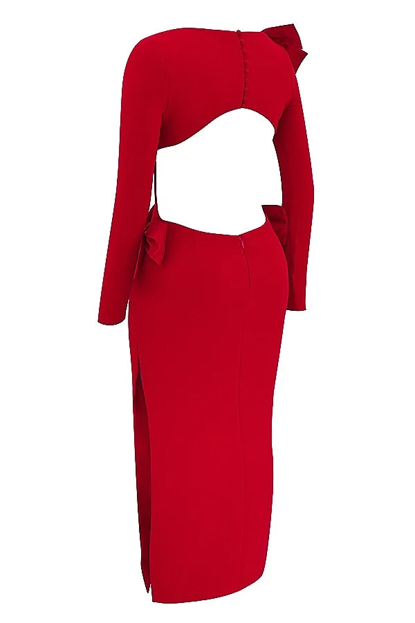 red bow maxi dress