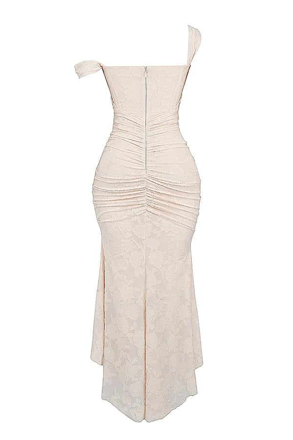 vintage cream floral maxi dress