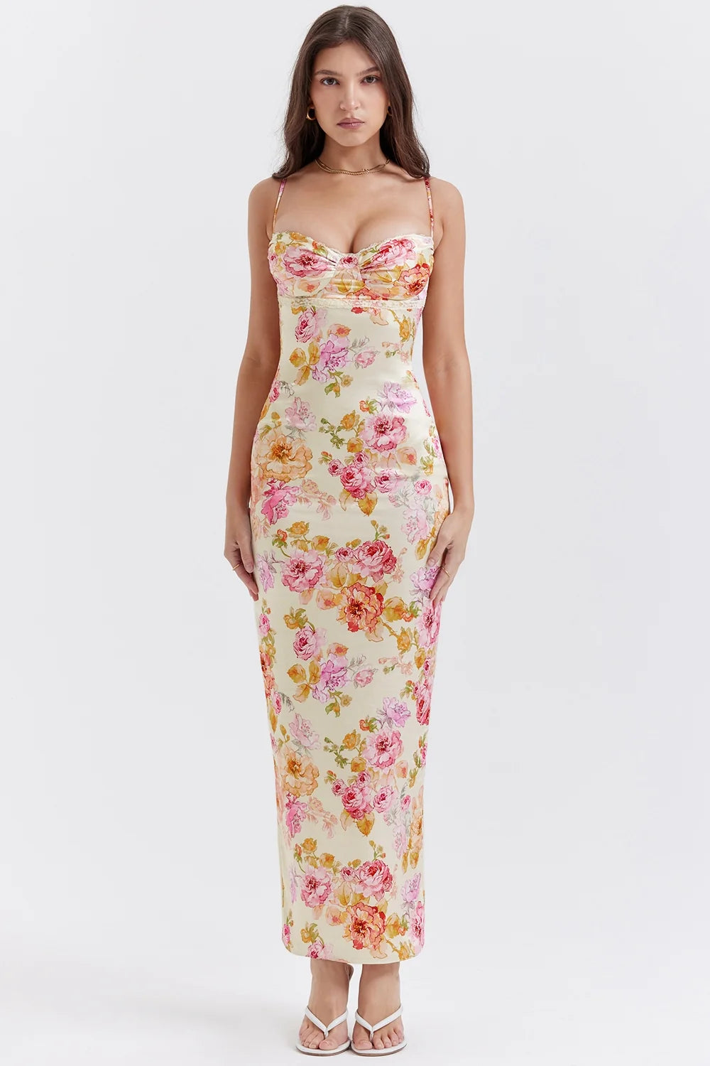 ivory floral maxi dress