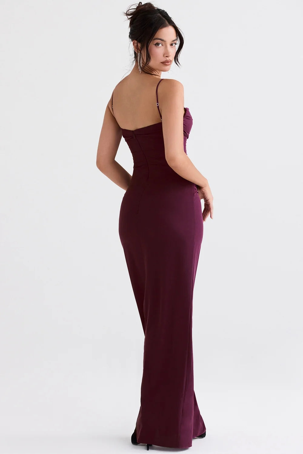 merlot corset maxi dress