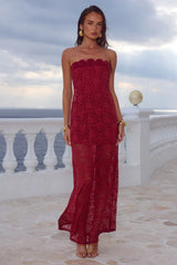 JESSICA FLORAL DETAIL MAXI DRESS CHERRY
