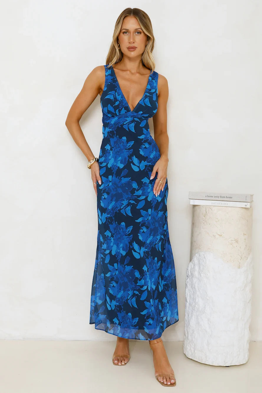 Lets Twirl Maxi Dress Blue