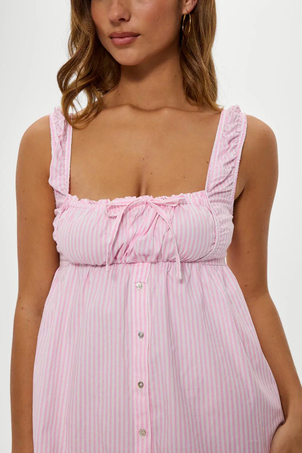 Marilyn Babydoll Dress Pink Stripe